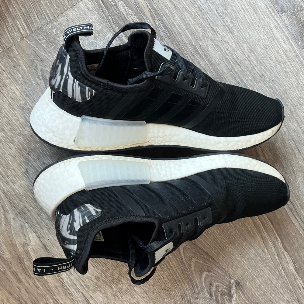 Adidas NMD_R1 Mens Black White Marble Heel Boost Sneakers IE9611 Size 9.5 - Picture 3 of 8